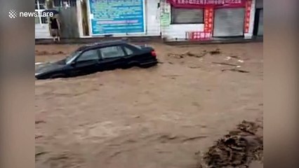 Flash flooding after rainstorm in northern China