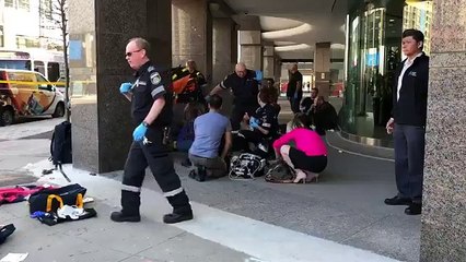 Toronto: Chaotic scene on Yonge St. Paramedics treating people everywhere. Some have been pronounce