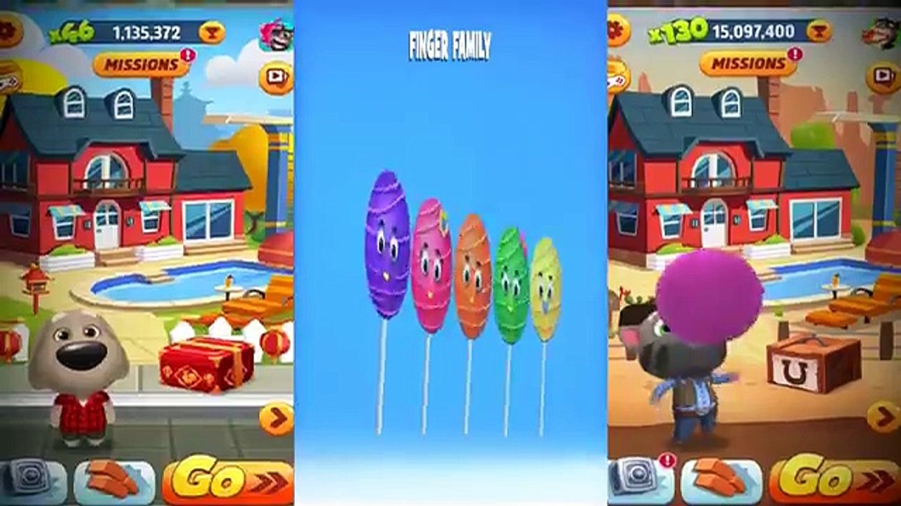 Finger Family Rhymes vs Talking Tom Gold Run - Daddy Finger Nursery Songs, Talking Ben, Cowboy Tom