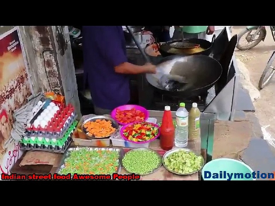 Indian street Food -  Chicken Fried Rice with Fresh Vegetables - Mouth Watering Indian Street Foods