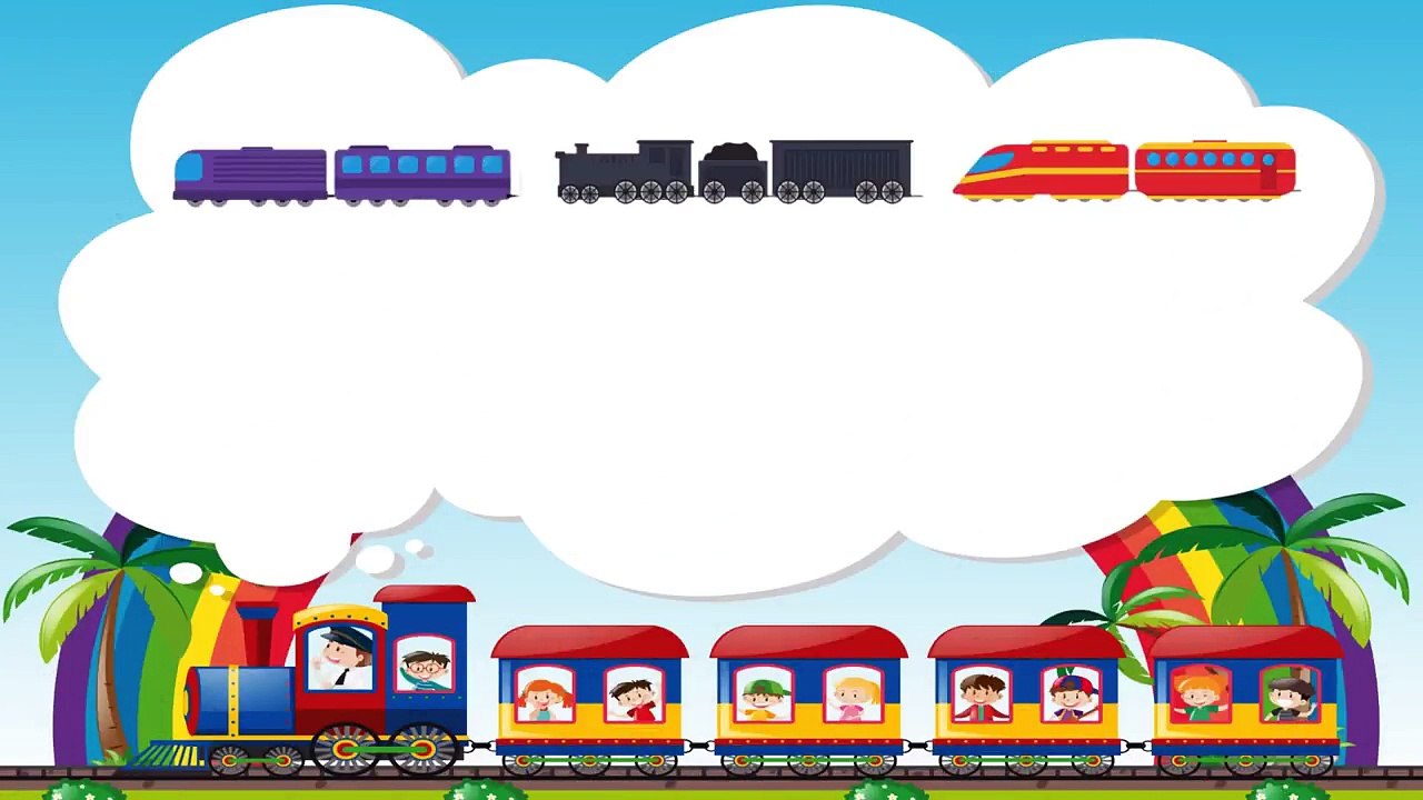 Мультик - Раскраска. Учим Транспорт - Все поезда - Мультики про паровозики