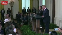 Video që po trondit rrjetin/ Trump puthet me Makron gjatë konferencës për shtyp (360video)