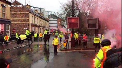 Red smoke fills air outside Anfield ahead of Liverpool v Roma