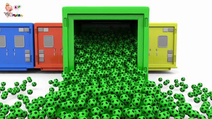 Learn Number and Colors with Truck Jump Street Vehicles & Soccer balls for Kids