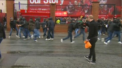 Fans clash ahead of Liverpool's win over Roma