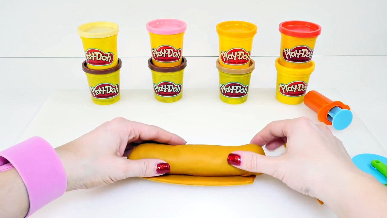 DIY Banderillas de Salchicha Play-Doh Como se Hace por DCTC en Español Comida de Plastilina