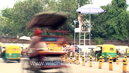 Cop sleeping on duty, in India