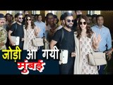 Virat Kohli और Anushka Sharma पोहचे Mumbai Airport पर Delhi का Wedding रिसेप्शन होने के बाद