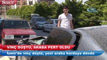 Vinç düştü, yeni araba pert oldu