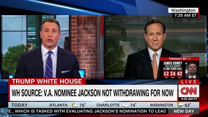 WATCH: Rick Santorum struggles to explain Trump's VA nominee mess -- and decides it's Obama's fault