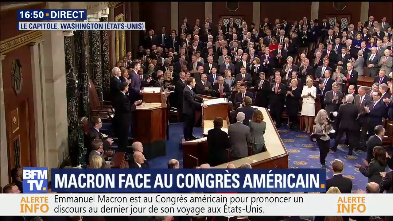 Standing ovation pour Emmanuel Macron à son arrivée devant le Congrès américain