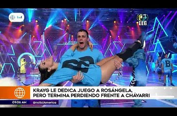 krayg se pone cariñoso con rosangela espinoza detras de camaras