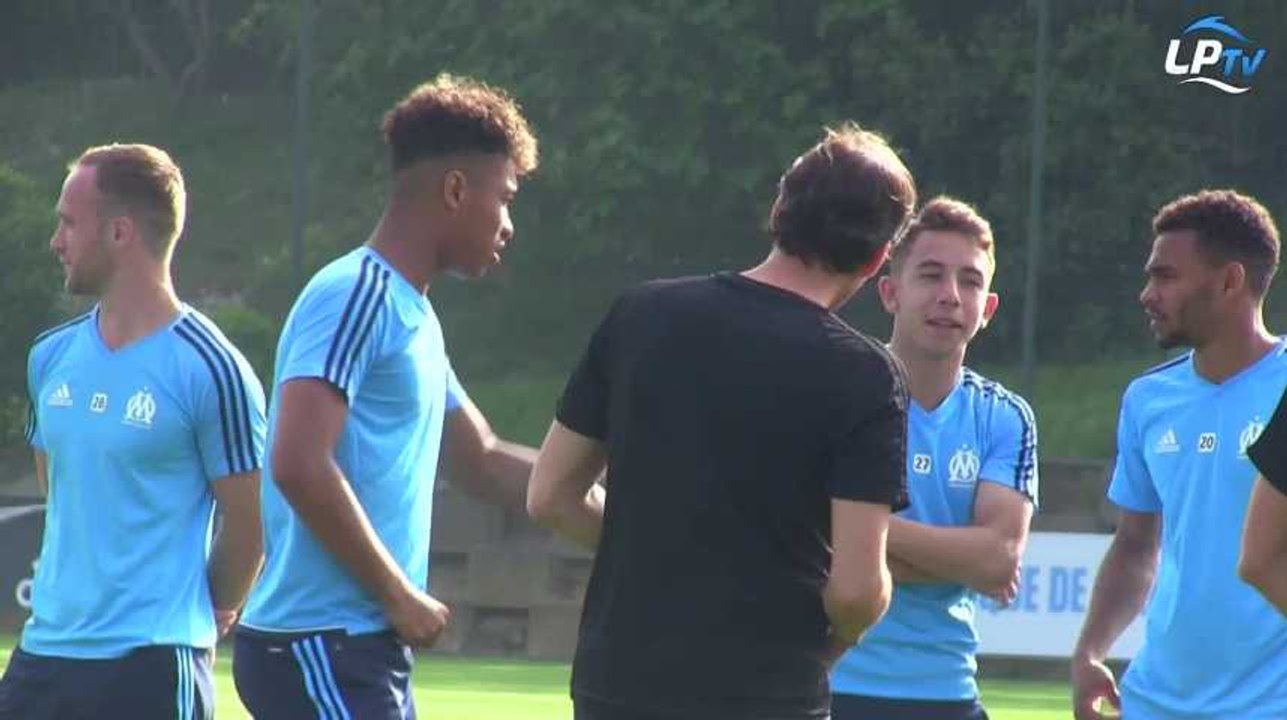 A l'entraînement des Olympiens à la veille d'OM-Salzbourg
