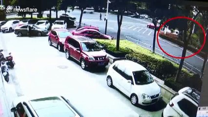 Baby falls out of minibus after it turns a corner
