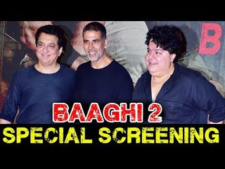 Akshay Kumar और Sajid Khan पोहचे  Baaghi 2 Movie के Special Screening पर
