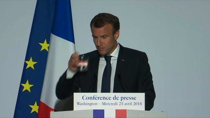Conférence de presse du Président de la République, Emmanuel Macron à la George Washington University