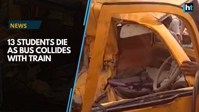 Thirteen students killed as van collides with train at an unmanned crossing