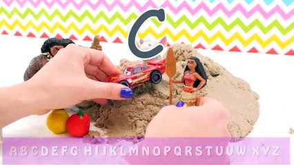 Learn with Moana #1: Letters A-E & Disney Toys Moana, Maui & Pua go camping, fishing & meet friends.