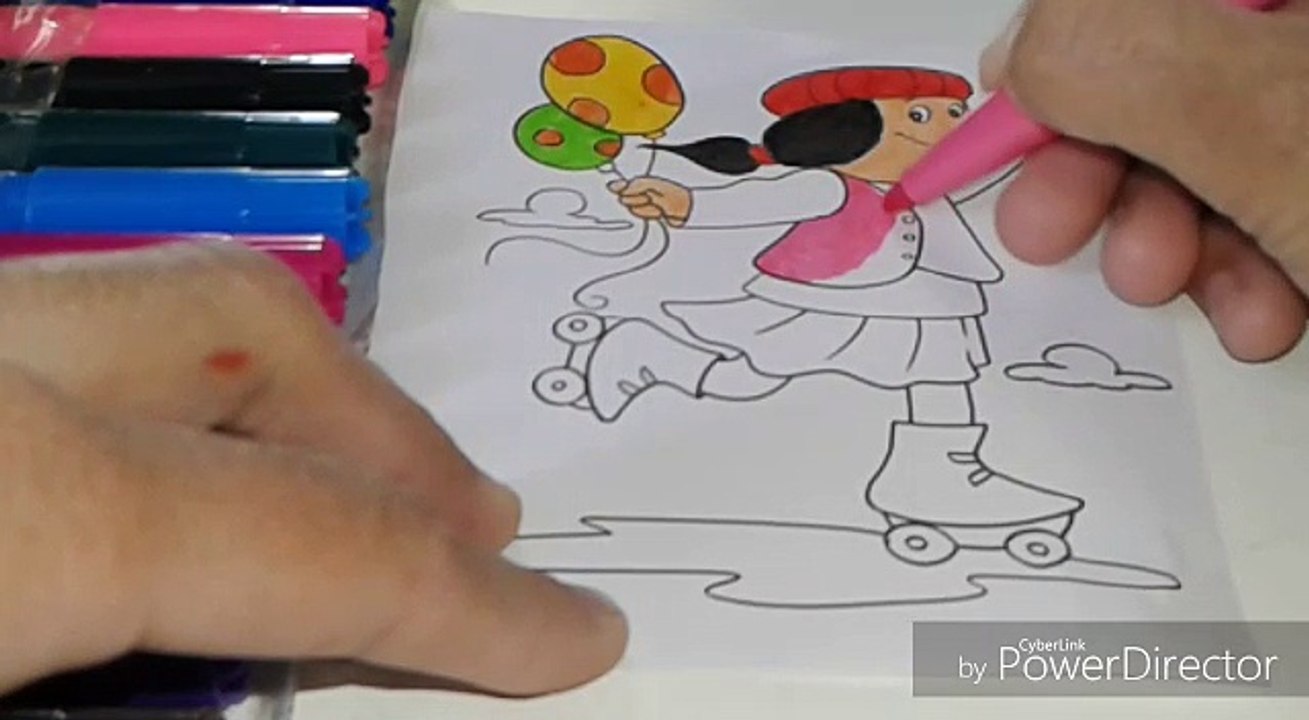 BOY WITH BALLOONS COLORING VIDEO FOR KIDS.