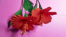 How to Make Hibiscus Crepe Paper Flowers - Flower Making of Crepe Paper - Paper Flower Tutorial