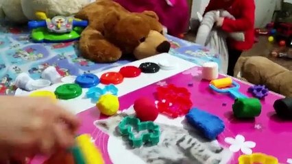 Play doh set video with animals. Children make animals: cow, dolphin, cat, horse, dogy, duck,