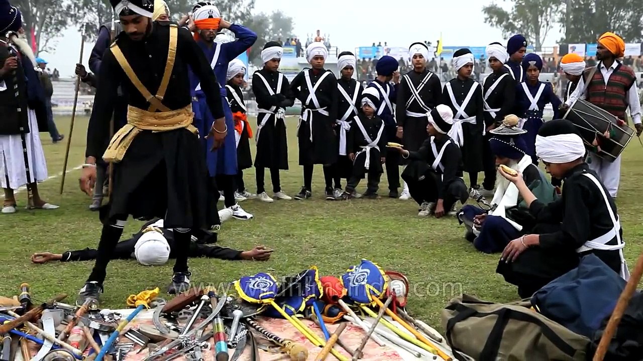 Blind-folded, he cuts banana on boy's hand with sword: Nihang Sikh warrior's Gatka martial arts