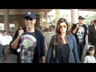 Akshay Kumar With Wife Twinkle & Daughter CAUGHT At Airport, Returns From Holidays
