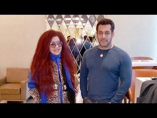 Salman Khan Poses With Shahnaz Husain At Mumbai Airport
