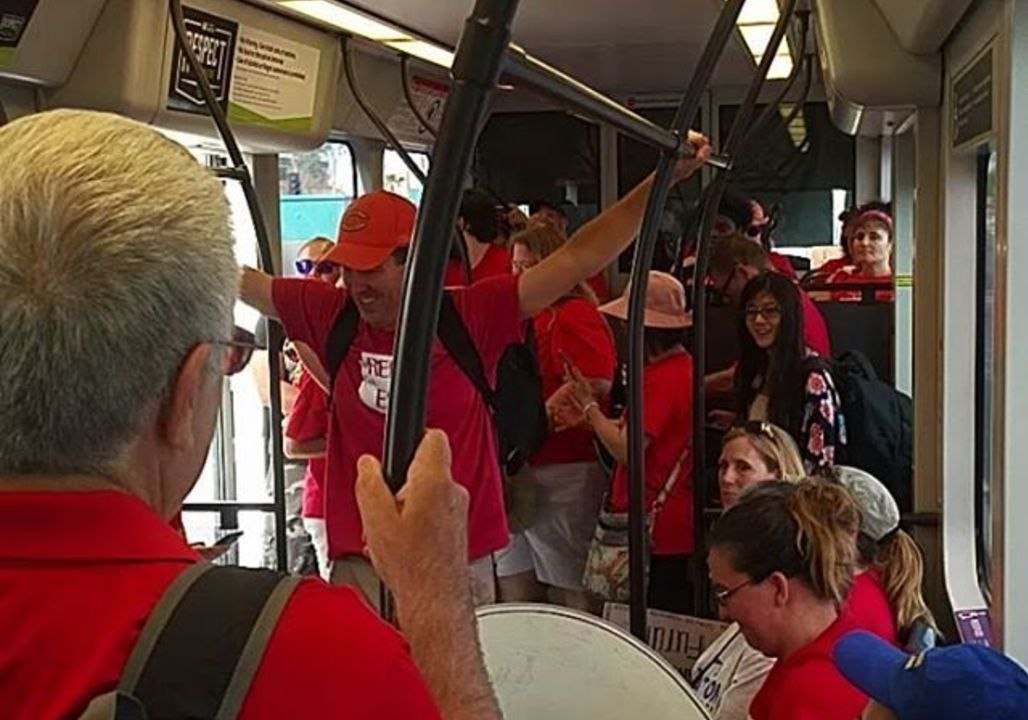 Arizona Teachers Crowd Light-Rail Trains for March to Capitol