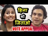 Salman Khan's Show | Bhavya Gandhi SUPPORTS Hina Khan, Makes VOTE APPEAL For Hina
