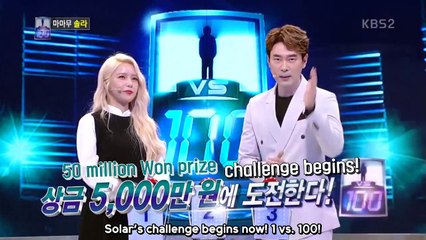 [ENG SUB] 180313 KBS 1 Vs 100 (Mamamoo Solar Cut)