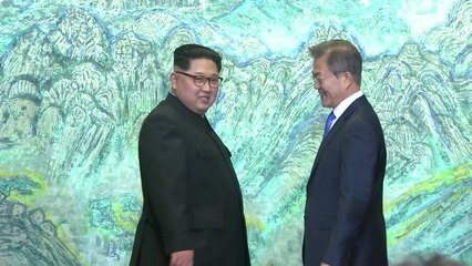 [영상] 북한산 그림 보며 이야기 나누는 문재인 대통령·김정은 위원장 / YTN