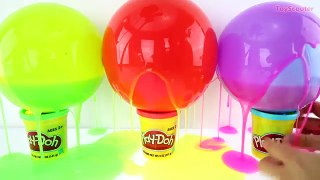 SLIME BALLOON POPPING with Play Doh Cans Surprise Eggs – Slimy Ooze Toys
