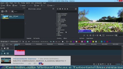 Visualizar o Projeto Antes e Depois no kdenlive - Clip Monitor e Project Monitor
