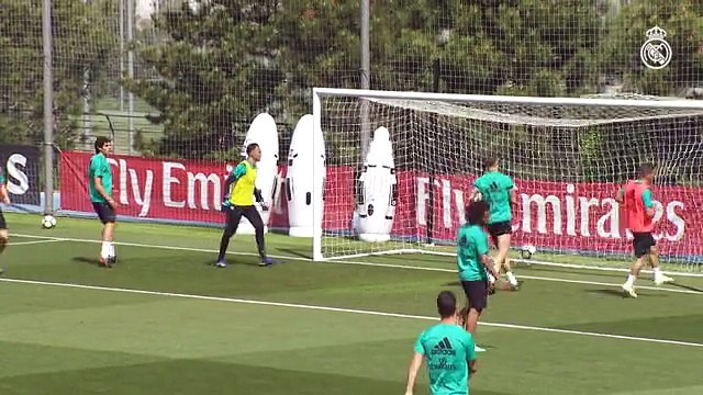Entrenamiento de tiros a puerta del Real Madrid