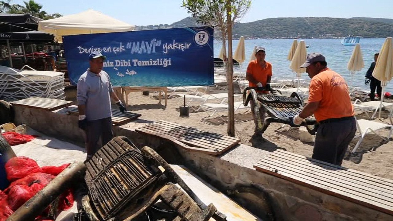 Bitez'de deniz dibi temizliği