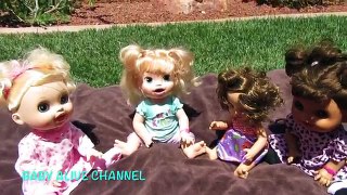 BABY ALIVE Snackin Sara has an Accident on Playdate Part 1&2 Sara Bullied + You & Me Dress Unboxing