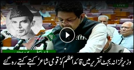 Finance minister was about to call Quaid-e-Azam 'the national poet' during budgetary speech