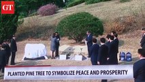 The leaders of the two Koreas planted a pine tree together Friday afternoon before continuing with the summit meeting. #interkoreansummit