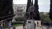 Clashes erupt as protesters try to topple Truman statue in Athens