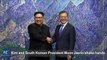 South Korean President Moon Jae-in and top leader of the Democratic People's Republic of Korea (DPRK) Kim Jong Un hold formal talks at the border village of Pan