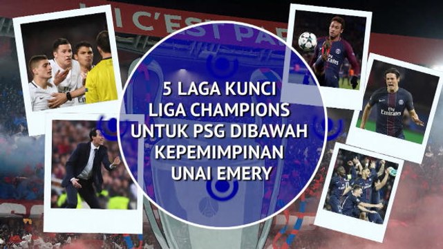 5 Pertandingan Kunci Liga Champions Untuk PSG Dibawah Kepemimpinan Unai Emery