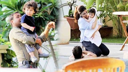 Download Video: Kareena Kapoor Khan's son Taimur Ali ENJOYS POOL time with sister Inaaya Naumi Khemu | FilmiBeat