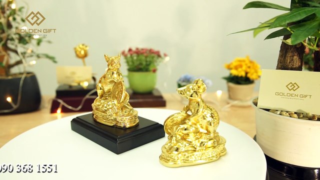 Linh vật Chuột phong thuỷ Mạ vàng 24K, Tượng chuột cho người tuổi Tý