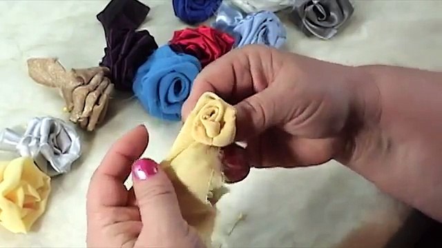 DIY, How to make Fabric Flowers Roses, Satin, Chiffon, Tutorial