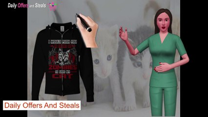 Zombie Cat Zip Up Hoodie With Pocket