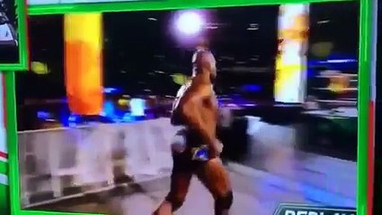 WWE GRR TITUS O'NEIL TRIPS AND FALLS UNDER THE RING