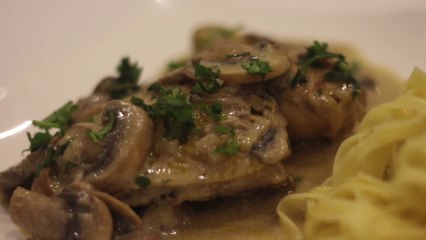 Poulet aux champignons à la moutarde