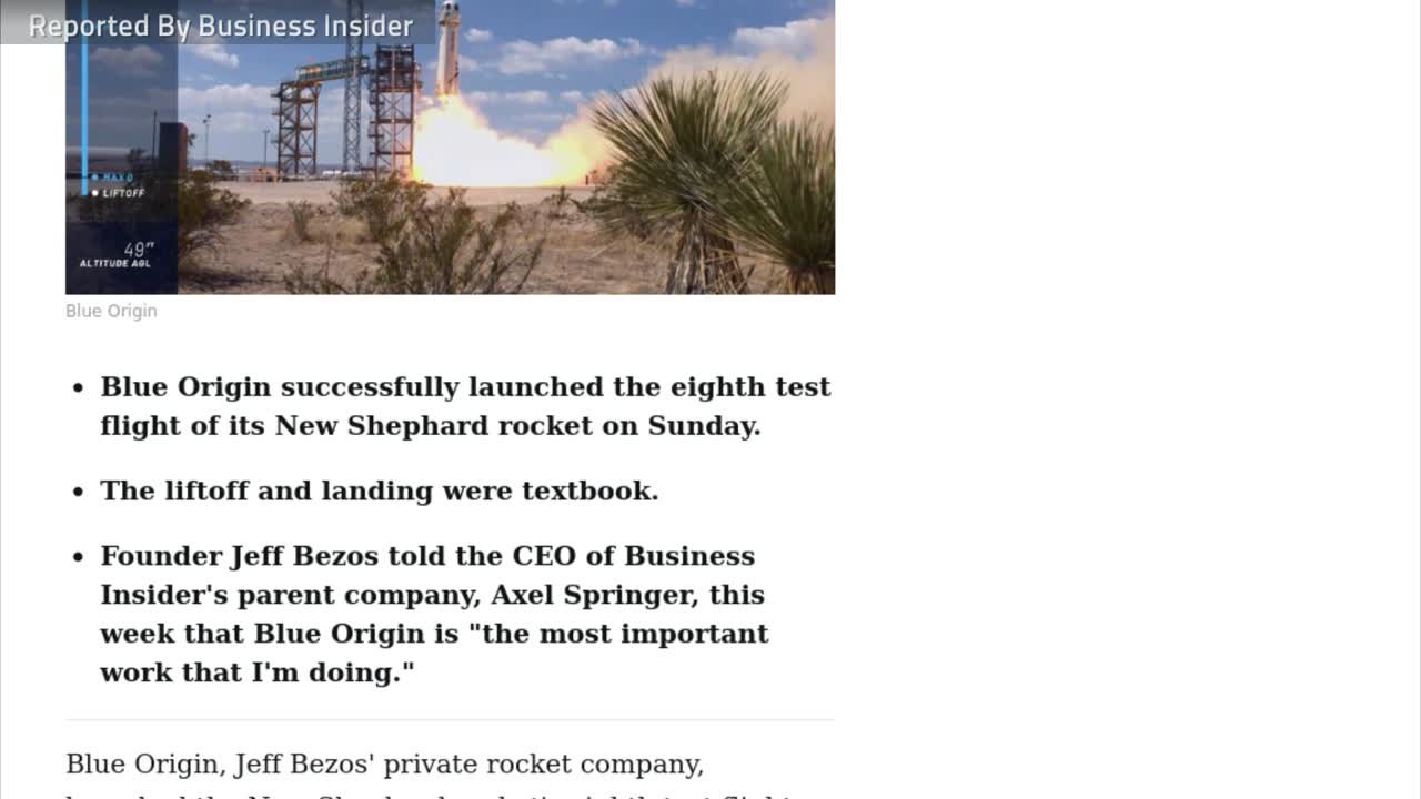 Jeff Bezos' Blue Origin rocket Successful Through Another Test Flight
