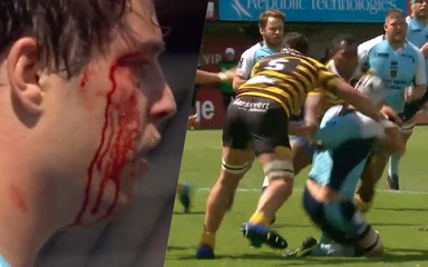 La grosse mandale de Dan Malafosse lui valant un carton rouge face à Perpignan